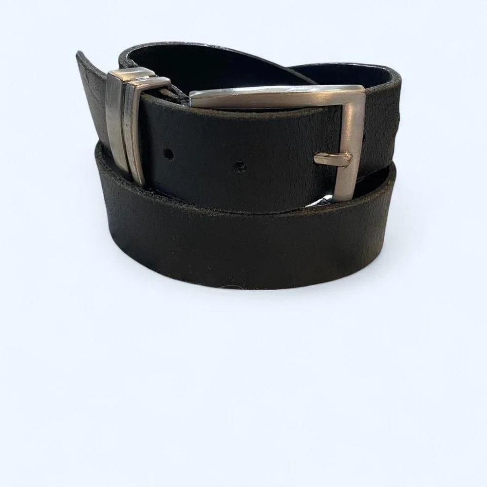 Black leather‎ belt with silver buckle size M by Next